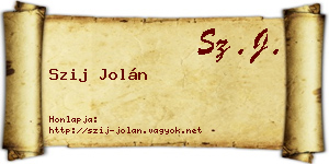 Szij Jolán névjegykártya